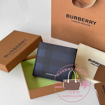 99新 二手 BURBERRY 博柏利 BURBERRY logo 男士對折短夾/皮夾/錢包