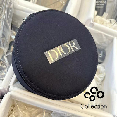 ！Dior 迪奧藏青色圓餅收納盒首飾盒化妝包化妝盒 帶鏡子