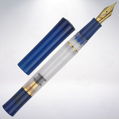 台灣 尚羽堂 權杖系列 真空上墨鋼筆: 閃耀藍/透明筆身