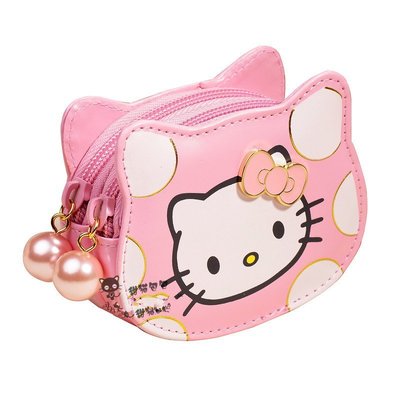 新款。hello kitty可愛粉色雙拉鏈硬蔽包 韓版女式零錢包
