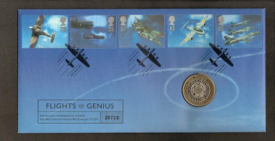 銀幣英國1997年2英鎊雙色幣飛機紀念封