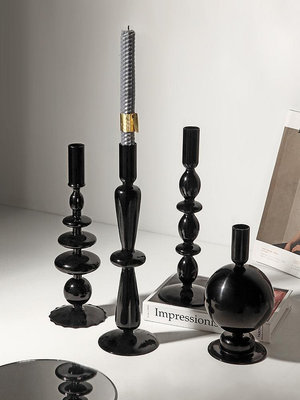 貝漢美北歐現代簡約玻璃燭台浪漫復古燭光晚餐創意裝飾品道具擺件-萬貨鋪（可開統編）