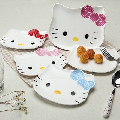 HELLO KITTY超可愛萌貓陶瓷盤菜盤卡通餐具碟子餐盤平盤水果盤大小號