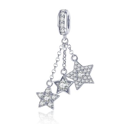 現貨Pandora 潘朵拉 S925純銀手鏈配件璀璨星光小星星吊墜diy大孔串飾個性掛件歐美風明星同款熱銷