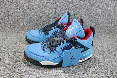 Air Jordan 4 x Travis Scott Cactus AJ4 藍色 經典 麂皮 中筒 休閒運動籃球鞋 男鞋 308497-406