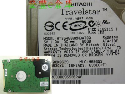 【登豐e倉庫】 F766 Hitachi HTS548080M9AT00 80G IDE 電流不穩 救資料 硬碟救援