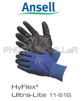 【米勒線上購物】工作手套 ANSELL HyFlex 11-618 尼龍 材質+PU塗層 超輕巧透氣型 一雙