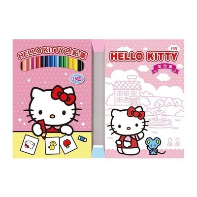 ＊賢媽優品＊世一 Hello Kitty著色畫 16色色鉛筆著色畫 80張圖 著色本 畫畫本 兒童色鉛筆 塗鴉本