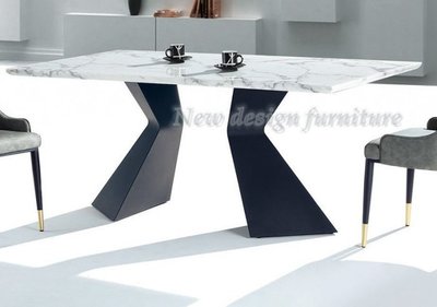 【N D Furniture】台南在地家具-工業風黑色腳人造石面180cm石面餐桌YQ