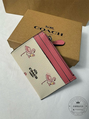 空姐精品代購 美國直郵 COACH CK421 蔻馳熱賣新款  可愛火烈鳥 動物圖案 信用卡夾 鑰匙圈 零錢包 卡包 禮盒包裝 附購證