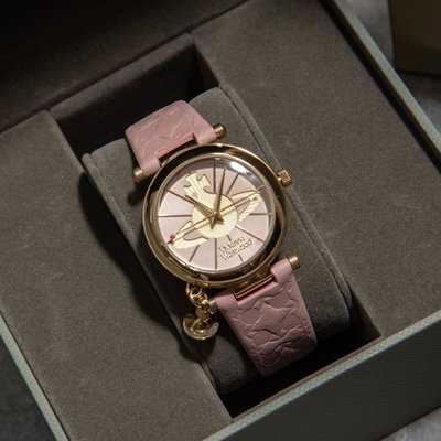 VIVIENNE WESTWOOD ORB ll 粉色錶盤 粉色皮革錶帶 石英 女士手錶VV006PKPK
