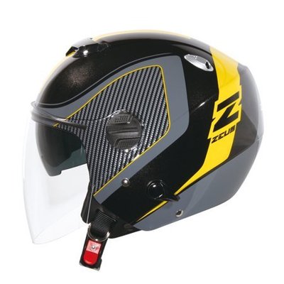 [小齊安全帽] ZEUS ZS-202FB T43 彩繪 黑黃色 內建式墨片半罩安全帽