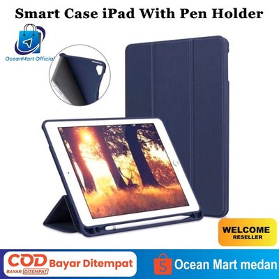 Smart Case Apple iPad Mini 4 5 翻蓋書套矽膠帶筆筒手機配件 HP 海洋馬特市場批發-極巧