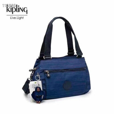 小Z代購#Kipling 猴子包 K15257 亞麻藍 多夾層好分類 拉鍊款輕量手提肩背斜背包 旅行 出遊 大容量  防水