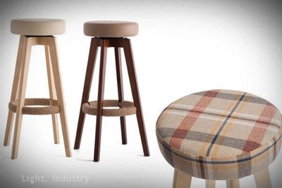 【 輕工業家具 】設計實木圓型吧檯椅-北歐風圓椅圓凳吧台椅餐椅桌椅高腳椅復古梳化妝