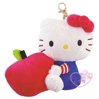 ♥小花花日本精品♥Hello Kitty 坐姿造型蘋果 絨毛玩偶鑰匙圈 包包掛飾 吊飾 娃娃~3