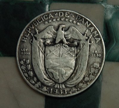 1933巴拿馬 ½ 巴波亞(Medio Balboa)銀幣*保真*