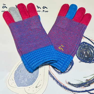 抵擋寒流必備保暖好物💖全新 a la sha 玫紅色雙色交織造型針織手套 可愛有型好實用