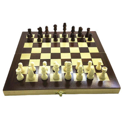 西洋棋木製兒童小學生木製摺疊棋盤便攜象棋木質