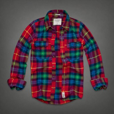 【天普小棧】A&F Abercrombie Lake Harris Flannel Shirt法蘭絨長袖格紋襯衫M號