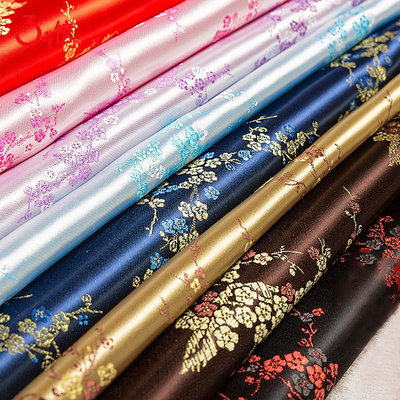 梅花織錦緞布料中國風唐裝漢服旗袍被面床品抱枕服裝絲綢綢緞面料