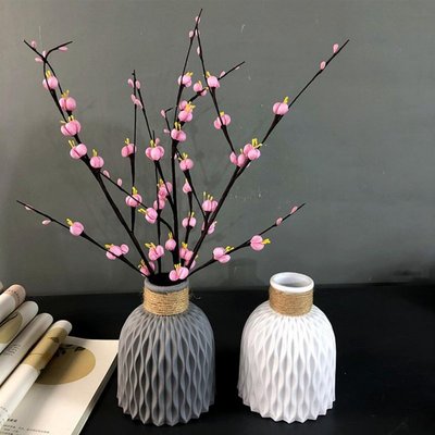 北歐 素色花瓶 水波紋塑膠花瓶 家居裝飾品擺件 客廳擺件花盆 插花瓶 花器