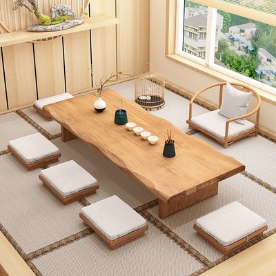 熱銷實木日式茶幾客廳榻榻米茶桌椅組合簡約現代禪意飄窗桌小戶型矮幾 1