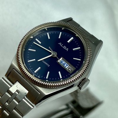 ALBA 雅柏錶 內斂深藍面 老款石英錶 古董錶  女用 Y643-0210