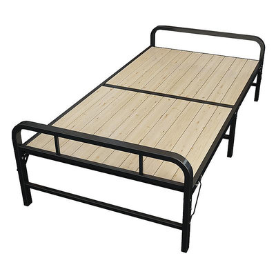 折疊木板床單雙人家用簡易鐵架硬板實木租房臨時經濟型板床--原久美子