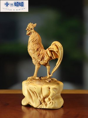 熱銷 小葉黃楊木雕隨身盤玩手把件實木生肖公雞擺件文玩工藝品家居飾品