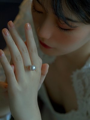 【熱賣下殺】《流浪的月亮》珍珠戒指女時尚個性冷淡風復古小眾設計輕奢高級感