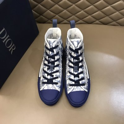 新品  DIOR 迪奧 男女士b23系列高幫休閒鞋  藍色系鞋 情侶款鞋子 男鞋 女鞋促銷