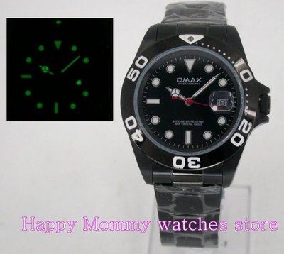 【 幸福媽咪 】OMAX 歐瑪士 水晶不刮傷鏡面 日期,IP電鍍黑色 男錶/女錶 中性錶7020M