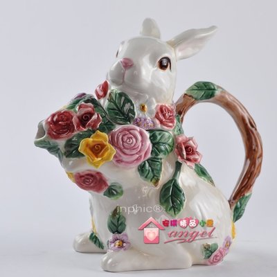 INPHIC-玫瑰花兔子陶瓷茶壺