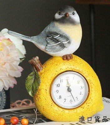 現貨歐式 可愛小鳥檸檬水果造型桌鐘 萌萌小鳥造型鐘 桌上時鐘創意時鐘 桌面鐘靜音鐘擺件裝飾品可開發票