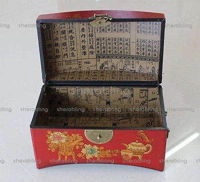 [CNSY-A_00100] 仿古皮盒懷舊首飾盒婚慶禮品收納盒木製CD盒明清百寶箱木製小藥箱