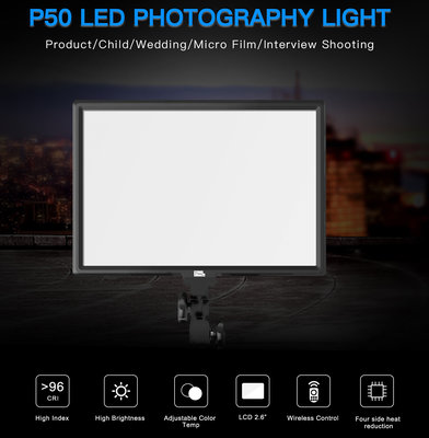 呈現攝影-PIXEL品色 P50平板LED燈 45W 2.6吋 雙色溫 雙電池 無線控制 攝影燈補光燈人像平板燈