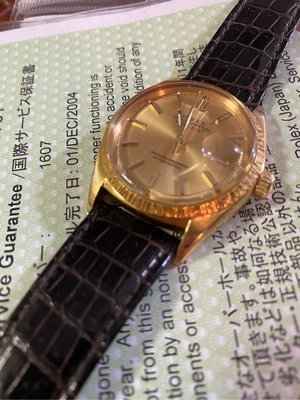 稀有珍藏Rolex 1607 Datejust K18YG 錶殼 1560機芯 樹皮Bark錶圈 原廠蜥蜴皮深棕色超優質錶帶 原廠K18YG錶扣(750刻印有)