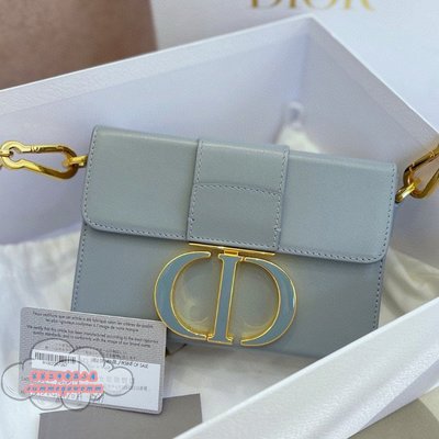 （芸芸二手）Dior迪奧 新款 30 Montaigne Box Mini迷你霧霾藍蒙田包/盒子包/單肩包/斜背包