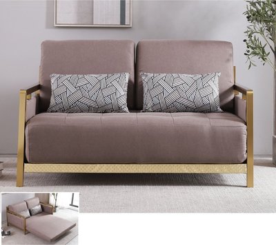 ☆[新荷傢俱] ☆W 342 高級咖啡色沙發床 / 金腳科技布沙發 / 可拆洗布沙發 / 客廳椅 / 沙發床(附靠枕)