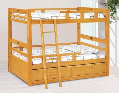 【風禾家具】EF-130-4@BK檜木色3.5尺收納型雙層床【台中市區免運送到家】兒童床 上下舖 單人床 實木傢俱