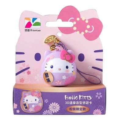 Hello Kitty 3D 達摩造型悠遊卡-粉紫限定版（開運）