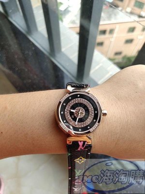 {JMC海淘購商城}Lv 路易威登手錶 兩針女錶 玫瑰腕錶皮帶防水石英手錶尺寸：33mm