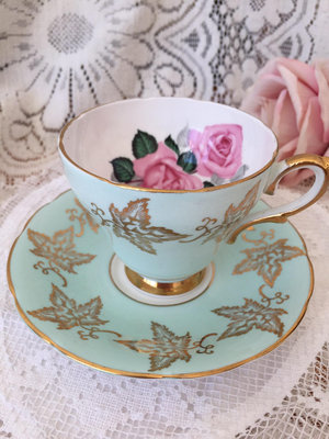 英國產 Sutherland 古董收藏級HM咖啡杯紅茶杯 葵