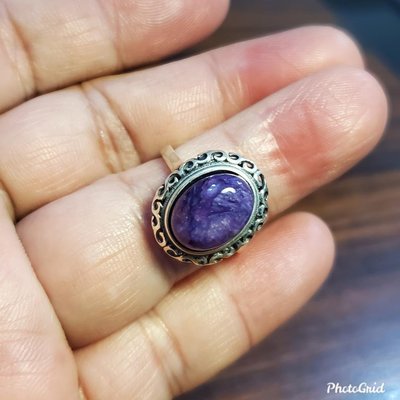 紫龍晶 戒指 925純銀 復古戒台 蛋面 天然 ❤水晶玉石特賣#B183-8