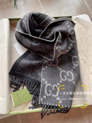 台灣現貨 全新正品 GUCCI 圍巾 中性款 676610 大GG 和小GG 緹花+雙面 34CM圍巾
