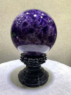 天然紫水晶球擺件，夢幻紫晶球、花紋美麗獨，手工打磨無優化，1642 水晶 原石 擺件【玲瓏軒】