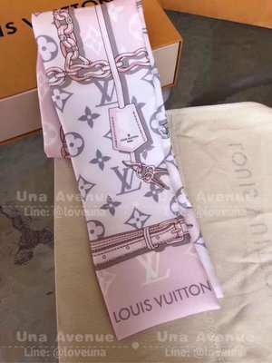 Una Avenue 巴黎精品代購* Lv twilly 超級美的粉色新款絲帶絲巾