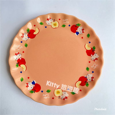 [Kitty 旅遊趣] Hello Kitty 盤子 圓盤 凱蒂貓 蘋果 點心盤 陶瓷盤 水果盤 禮物 送禮