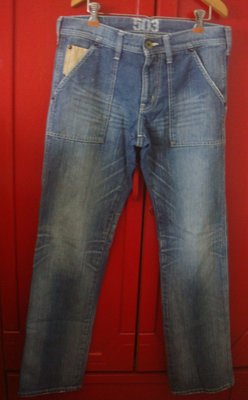 【EDWIN】藍色刷白牛仔長褲 M號/平量約33腰
